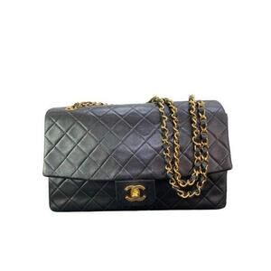 CHANEL Matelasse Coco Mark Single Flap Chain Shoulder Bag Black Lambskin